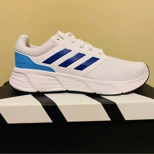 New Adidas Galaxy 6 Royal Blue Stripes White Lace Up Athletic Mens Shoes 11.5